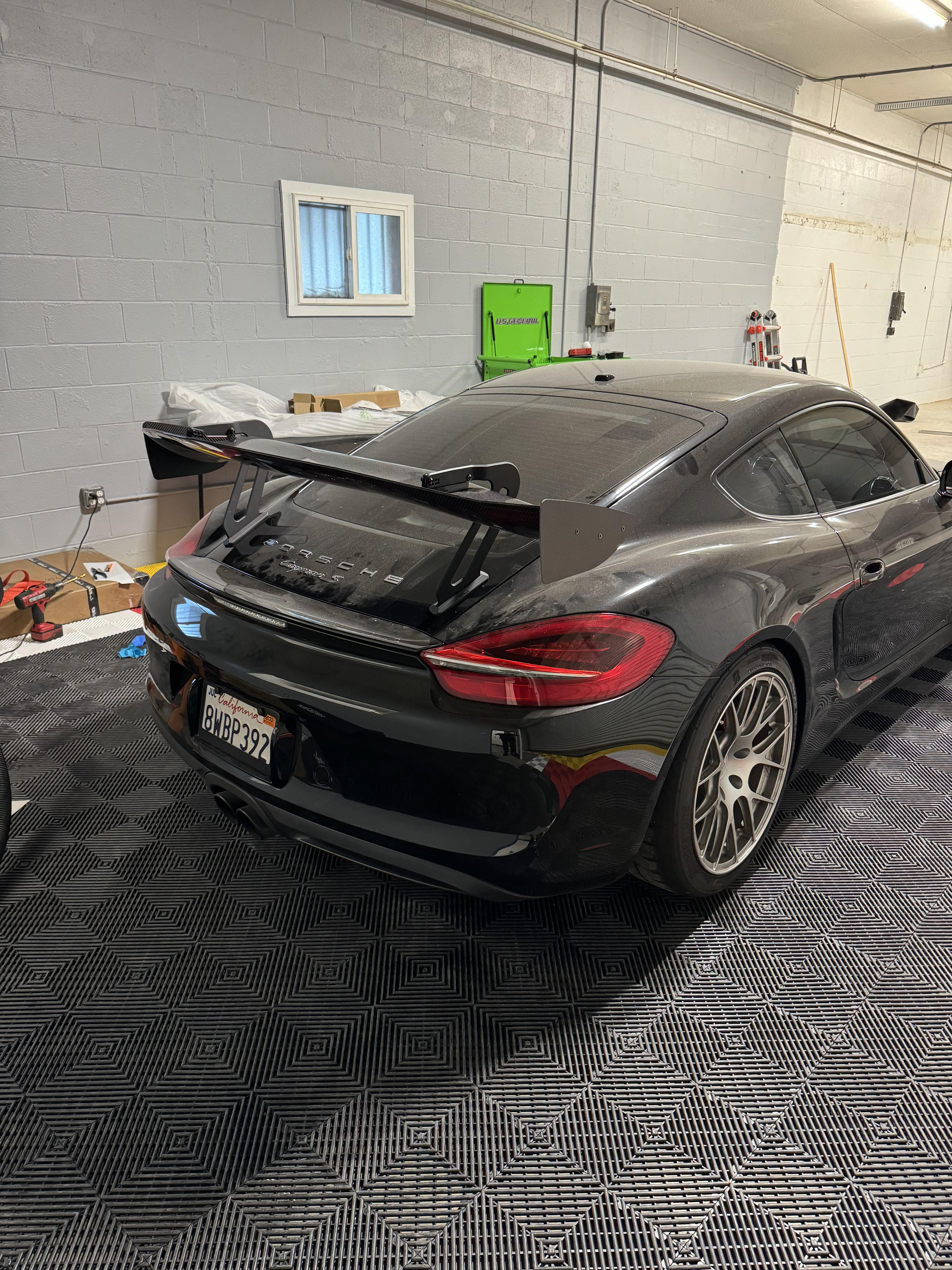 Porsche Cayman GT4 with rear wing at Track Tech